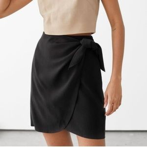 & Other Stories Black Sarong Style Mini Skirt